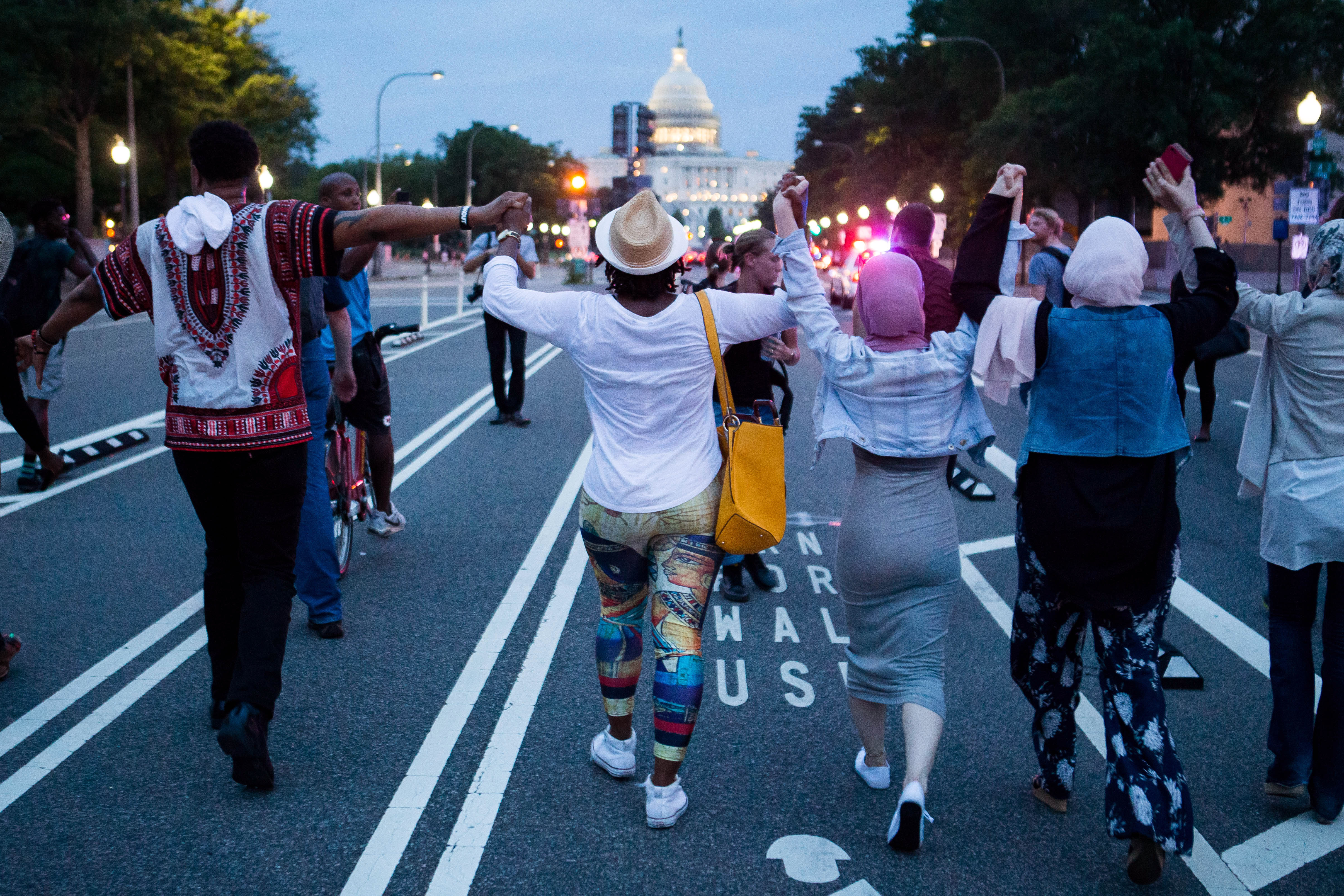 Activists At The White House Protest Shooting Deaths Of Two Black Men By Police
