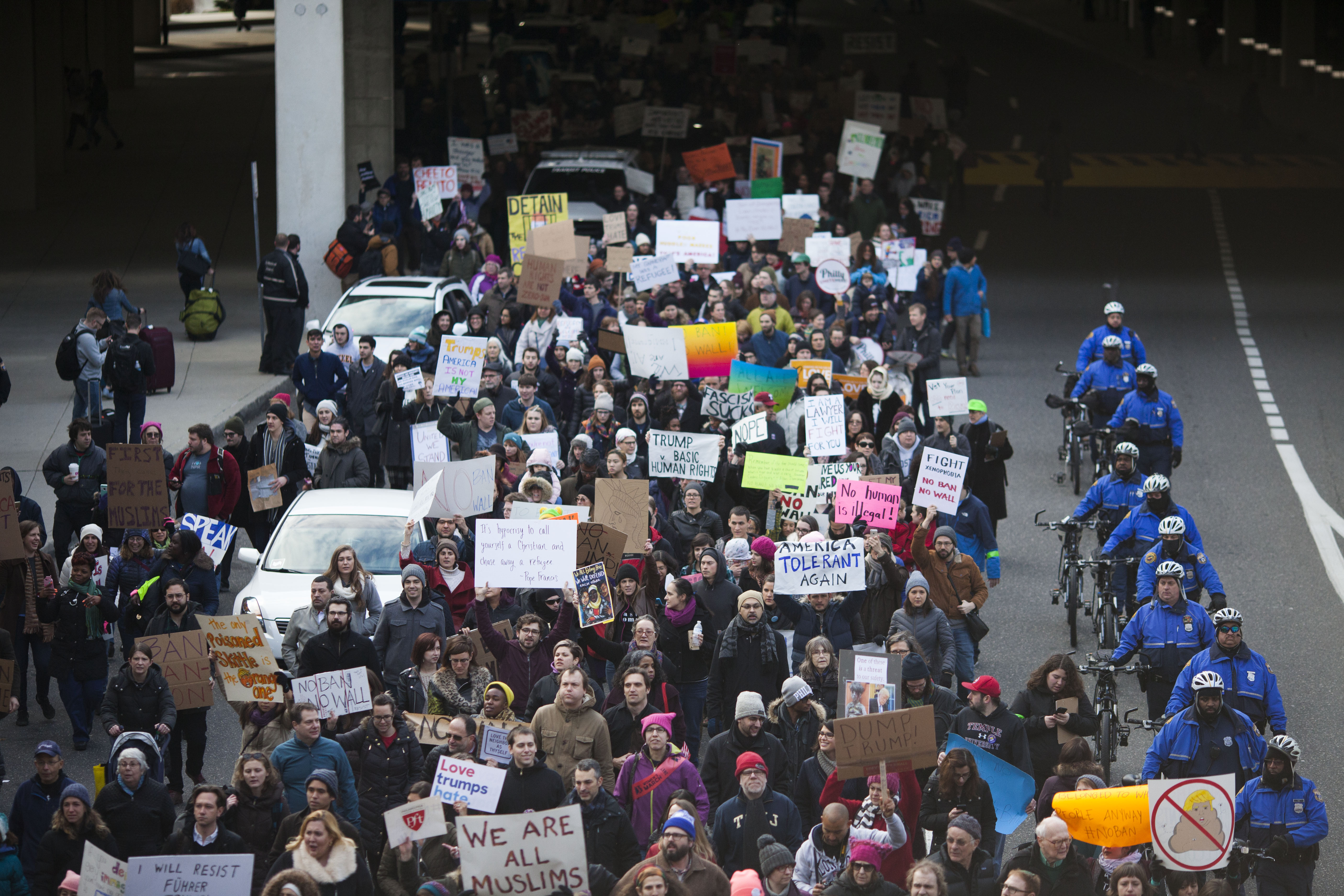 Protestors Rally At Philadelphia Airport Against Muslim Immigration Ban