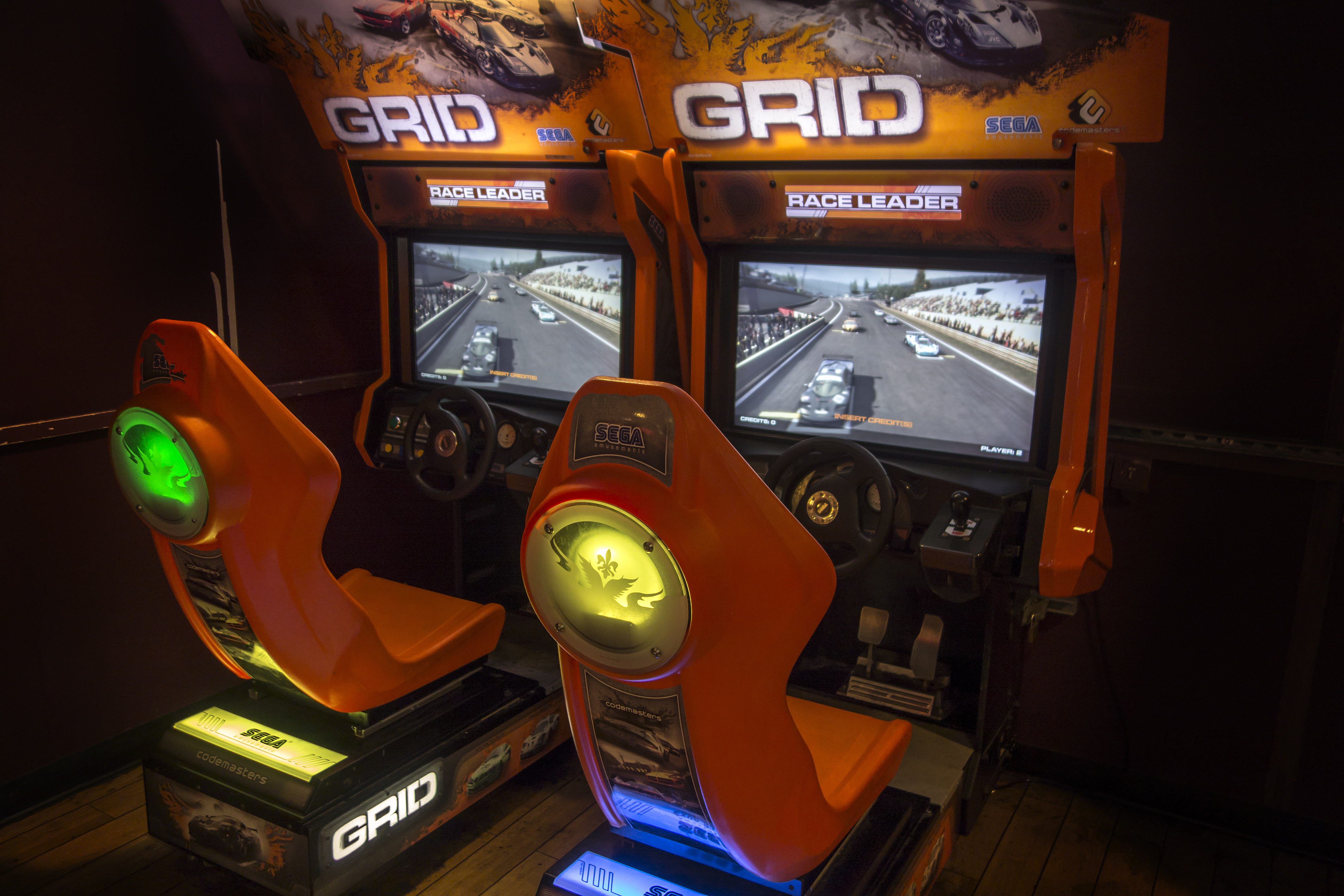 GRID Racing Video Game, two-player arcade racing game.