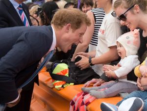 Prince Harry goes for a walkabout on Cashel Street Mall in Christchurch, New Zealand on May 12, 2015.