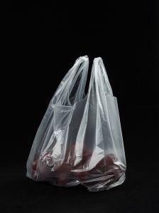 A Plastic Bag Grape on Black Background