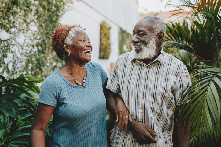 Portrait senior couple smiling