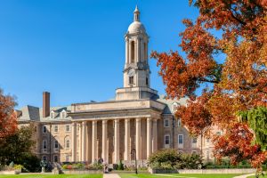 University campus of Pennsylvania State University in autumn sunny day
