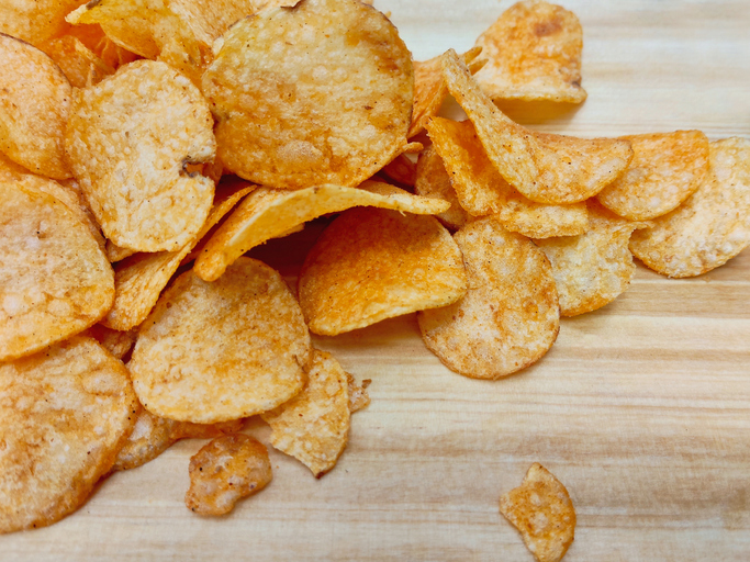 Close-Up Shot of Freshly Fried Potato Chip Snacks