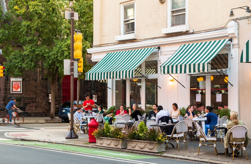 Outside Dining at Trattoria Carina Restaurant in Fitler Square Neighborhood, Philadelphia, Pennsylvania, USA